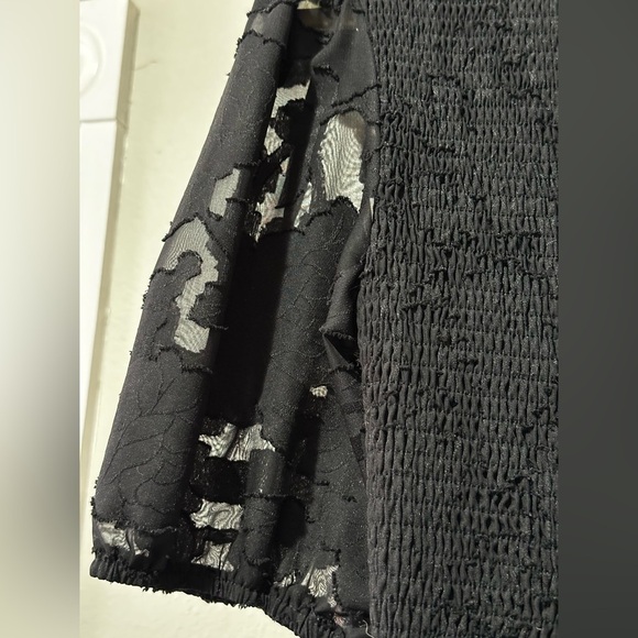 Black Floral Lace Midi Dress Puff Sleeve NWOT - Picture 6 of 7